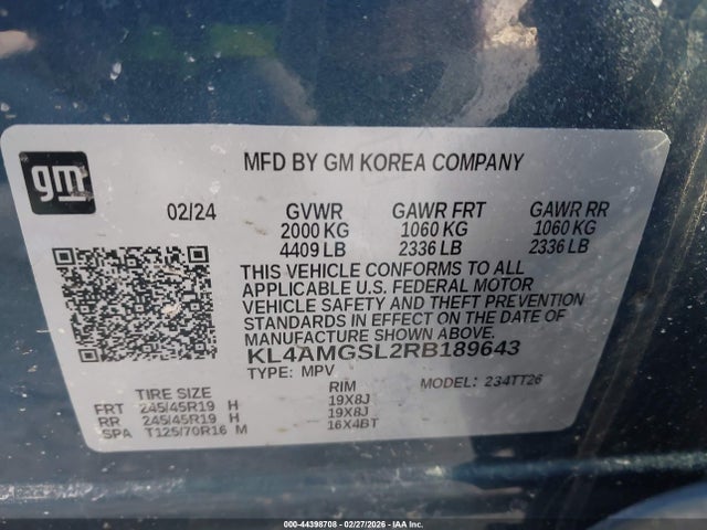 2024 Buick Encore Gx Avenir Awd მანქანა იყიდება აუქციონზე, vin: KL4AMGSL2RB189643, აუქციონის ნომერი: 44398708