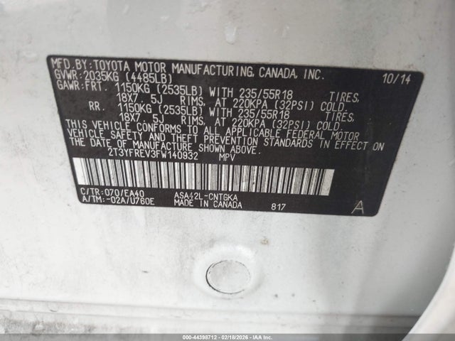 Toyota Rav4 Limited 2015 2T3YFREV3FW140932 Image 9