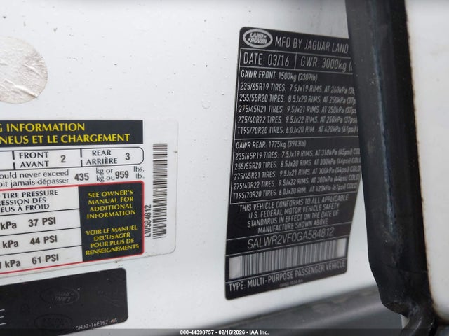 SALWR2VF0GA584812 Land Rover Range Rover Sport 3.0l V6 Supercharged Hse