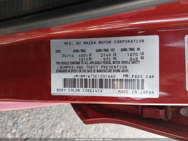Продаж на аукціоні авто 2014 Mazda Mazda3 I Grand Touring, vin: JM1BM1W73E1201660, номер лоту: 44398758