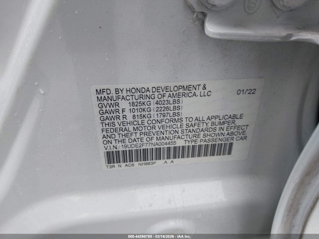 Aukcja sprzedaży 2022 Acura Ilx Premium Package, vin: 19UDE2F77NA004455, numer aukcji: 44398765