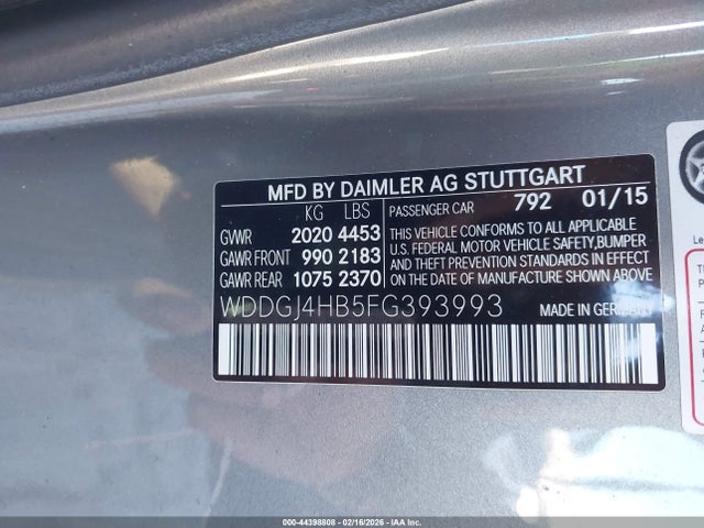 44398808 :رقم المزاد ، WDDGJ4HB5FG393993 vin ، 2015 Mercedes-benz C 250 مزاد بيع