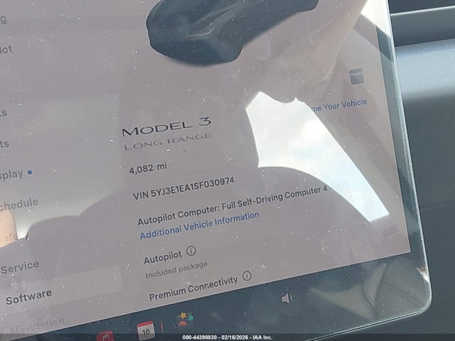 44398830 :رقم المزاد ، 5YJ3E1EA1SF030974 vin ، 2025 Tesla Model 3 Long Range Rear-wheel Drive/standard Rear-wheel Drive مزاد بيع