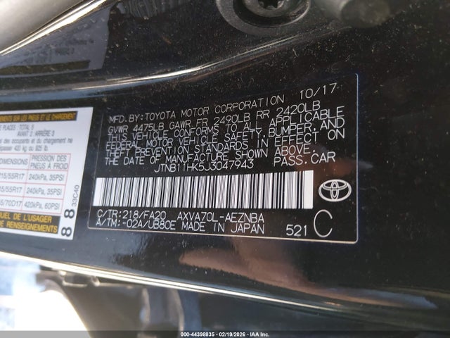 JTNB11HK5J3047943 Toyota CAMRY LE