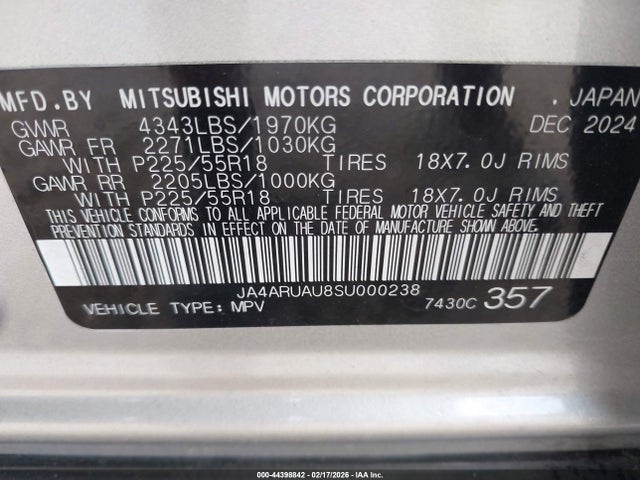2025 MITSUBISHI OUTLANDER SPORT JA4ARUAU8SU000238 Photo 8