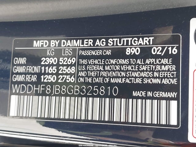 44398846 :رقم المزاد ، WDDHF8JB8GB325810 vin ، 2016 Mercedes-benz E 350 4matic مزاد بيع