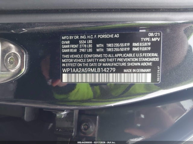 Aukcja sprzedaży 2021 Porsche Macan, vin: WP1AA2A59MLB14279, numer aukcji: 44398850