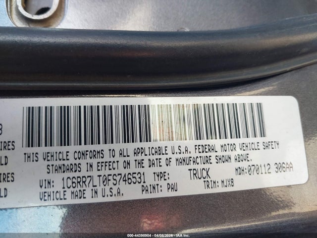 Aukcja sprzedaży 2015 Ram 1500 Lone Star, vin: 1C6RR7LT0FS746531, numer aukcji: 44398904