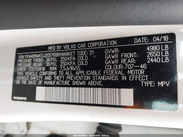 2018 VOLVO V60 CROSS COUNTRY YV440MWK5J2057699 Photo 8