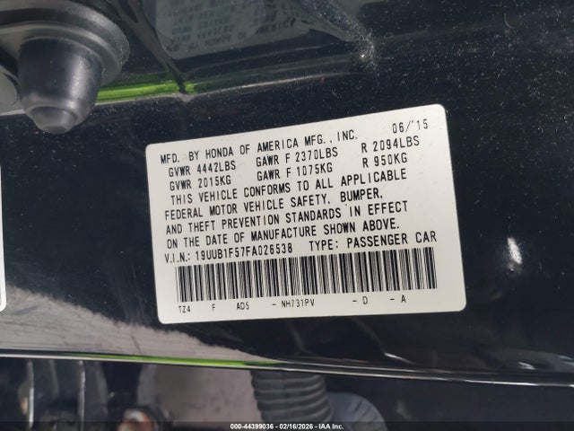 19UUB1F57FA026538 Acura TLX TECH