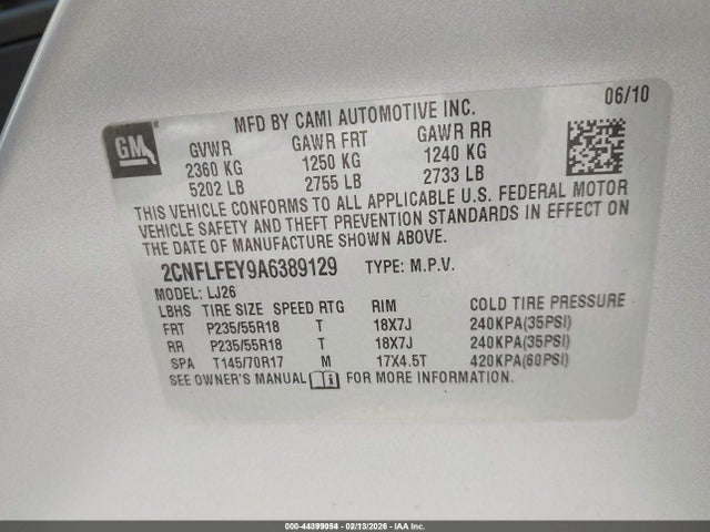 2010 CHEVROLET EQUINOX 2CNFLFEY9A6389129 Photo 8