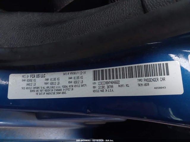 Aukcja sprzedaży 2015 Chrysler 200 Limited, vin: 1C3CCCABXFN646622, numer aukcji: 44399093