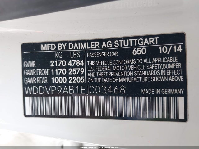 WDDVP9AB1EJ003468 Mercedes-Benz B-class Electric Drive