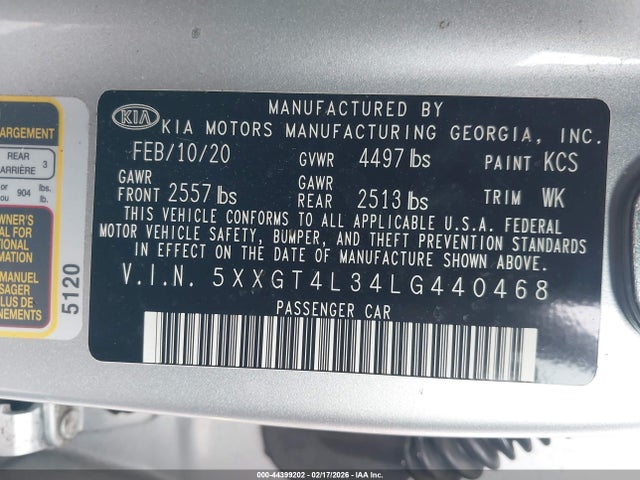 2020 KIA OPTIMA 5XXGT4L34LG440468 Photo 8