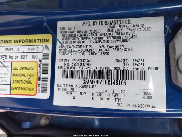 3FA6P0H75HR148105 Ford FUSION SE