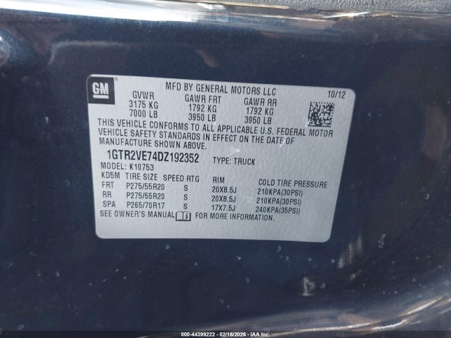 Aukcja sprzedaży 2013 Gmc Sierra 1500 Sle, vin: 1GTR2VE74DZ192352, numer aukcji: 44399222