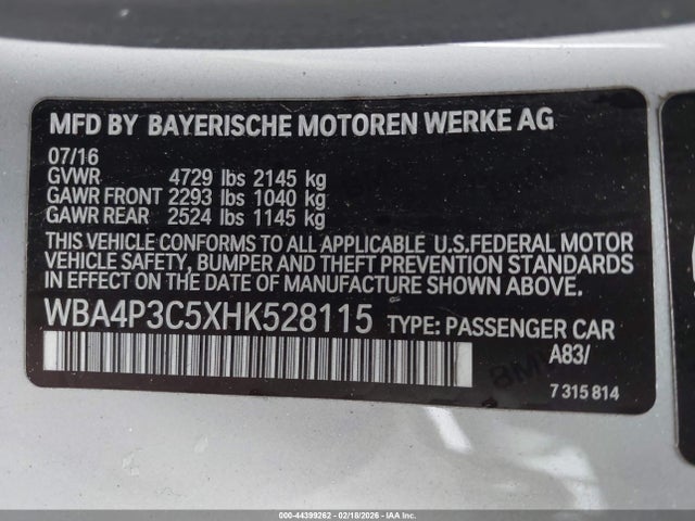 Aukcja sprzedaży 2017 Bmw 440i Xdrive, vin: WBA4P3C5XHK528115, numer aukcji: 44399262