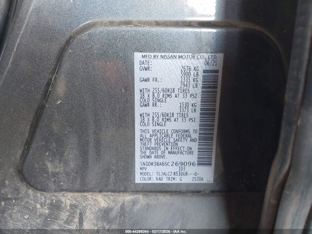 5N1DR3BA6SC269096 Nissan Pathfinder Sv Fwd
