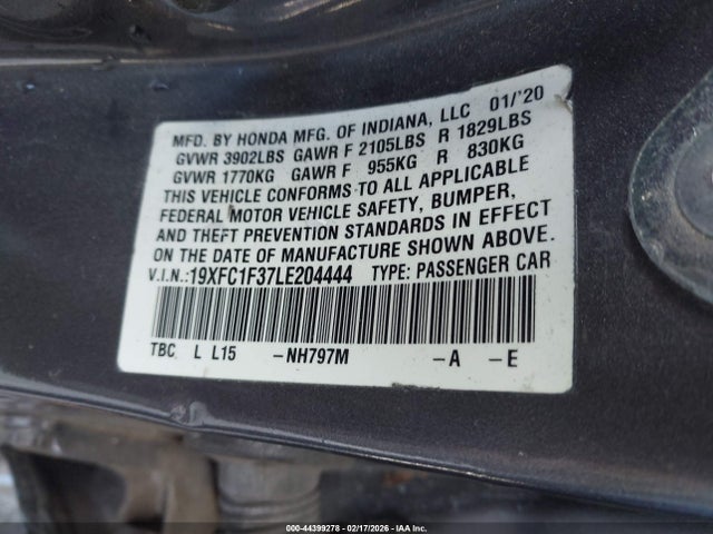 Honda CIVIC EX 2020 19XFC1F37LE204444 Image 9