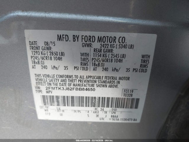Ford EDGE SEL 2015 2FMTK3J82FBB84650 Image 9
