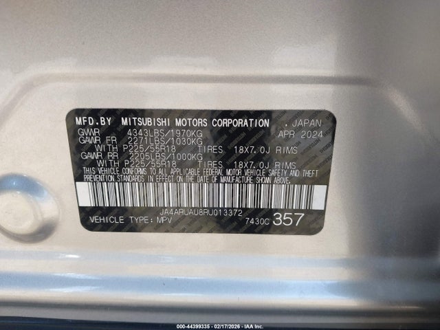 2024 MITSUBISHI OUTLANDER SPORT JA4ARUAU8RU013372 Photo 8