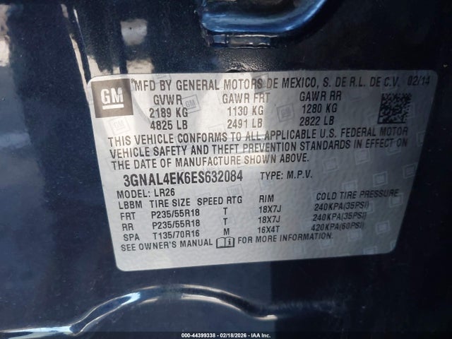 3GNAL4EK6ES632084 Chevrolet Captiva Sport Ltz