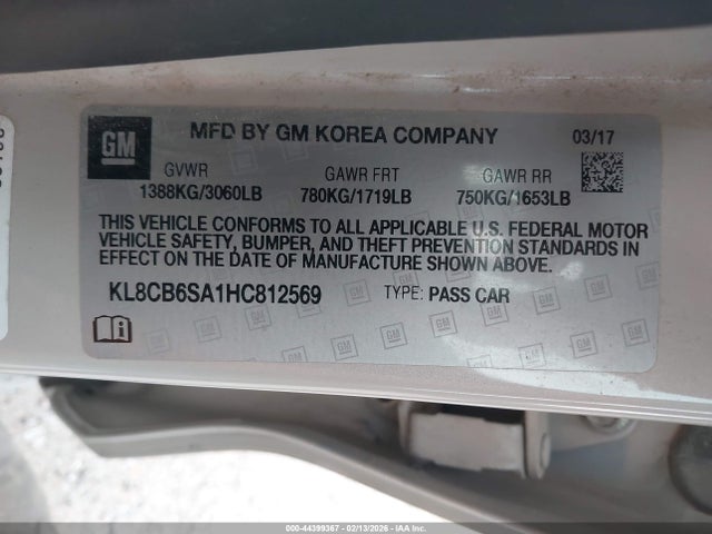 KL8CB6SA1HC812569 Chevrolet Spark Ls Cvt