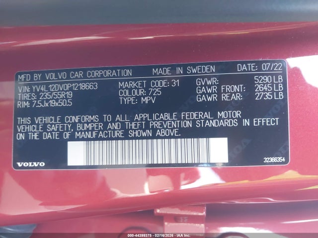 YV4L12DV0P1218663 Volvo Xc60 B5 Core