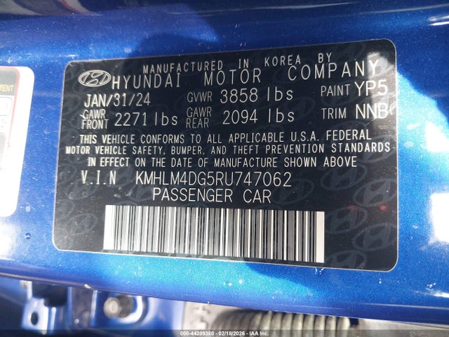 KMHLM4DG5RU747062 Hyundai ELANTRA SEL