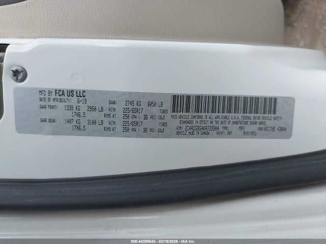2019 Dodge Grand Caravan Se მანქანა იყიდება აუქციონზე, vin: 2C4RDGBG4KR729304, აუქციონის ნომერი: 44399545