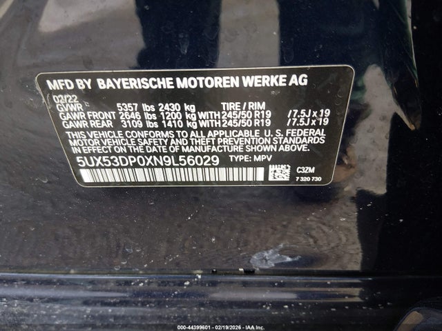 5UX53DP0XN9L56029 BMW X3 Xdrive30i