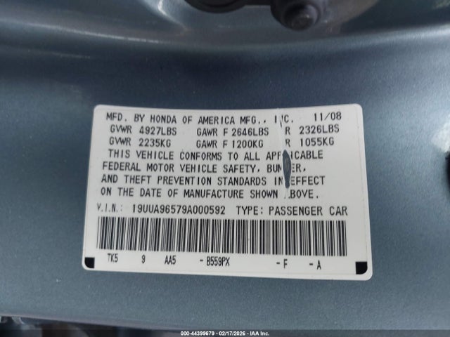 Aukcja sprzedaży 2009 Acura Tl 3.7/tech Hpt, vin: 19UUA96579A000592, numer aukcji: 44399679