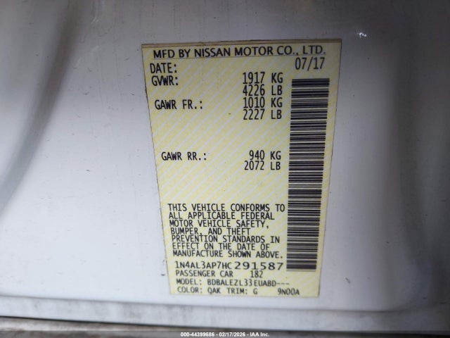 1N4AL3AP7HC291587 Nissan Altima 2.5 S