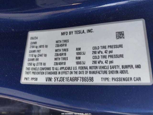 2024 TESLA MODEL 3 5YJ3E1EA6RF786598 Photo 8