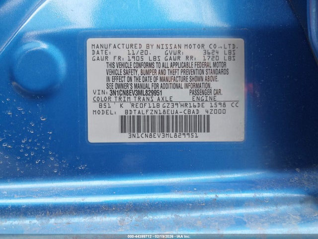 Nissan Versa Sv Xtronic Cvt 2021 3N1CN8EV3ML829951 Image 9