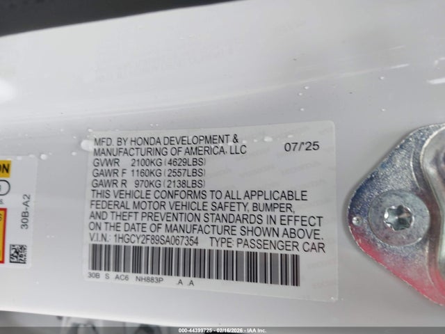 1HGCY2F89SA067354 Honda Accord Hybrid Touring