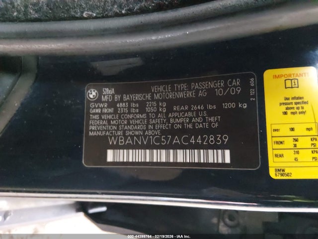Продаж на аукціоні авто 2010 Bmw 528i Xdrive, vin: WBANV1C57AC442839, номер лоту: 44399764