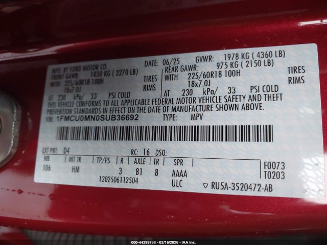 2025 FORD ESCAPE 1FMCU0MN0SUB36692 Photo 8