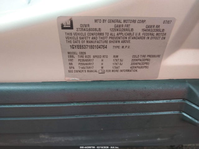 Продаж на аукціоні авто 2008 Cadillac Srx V6, vin: 1GYEE637180104764, номер лоту: 44399799