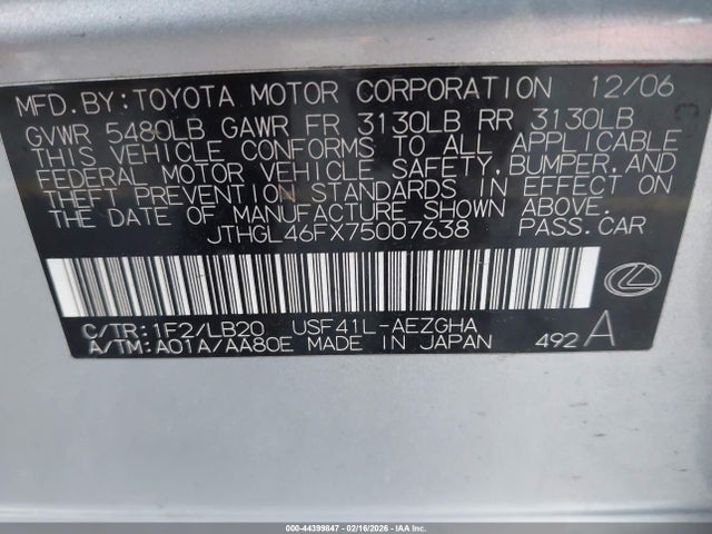 Продажа на аукционе авто 2007 Lexus Ls 460 L, vin: JTHGL46FX75007638, номер лота: 44399847