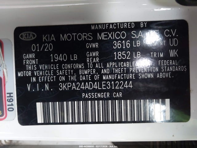 3KPA24AD4LE312244 KIA RIO S