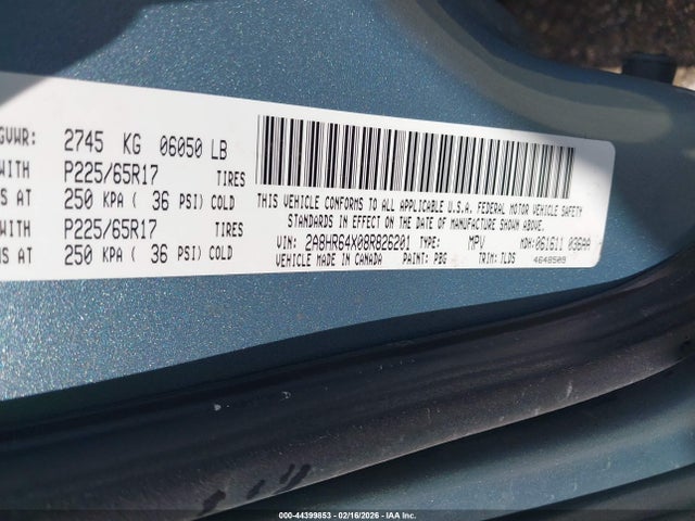 2008 Chrysler Town & Country Limited მანქანა იყიდება აუქციონზე, vin: 2A8HR64X08R826201, აუქციონის ნომერი: 44399853
