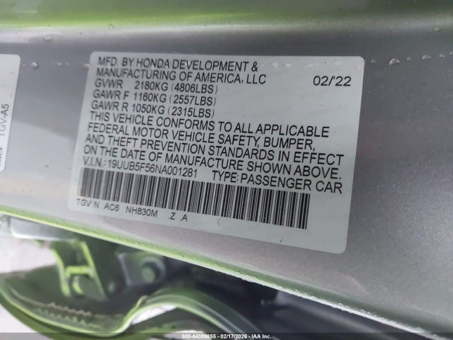 19UUB5F56NA001281 Acura Tlx A-spec Package