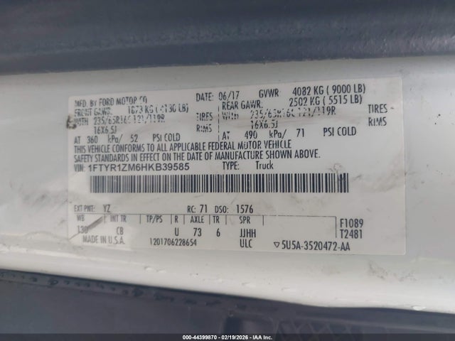 1FTYR1ZM6HKB39585 Ford Transit-250