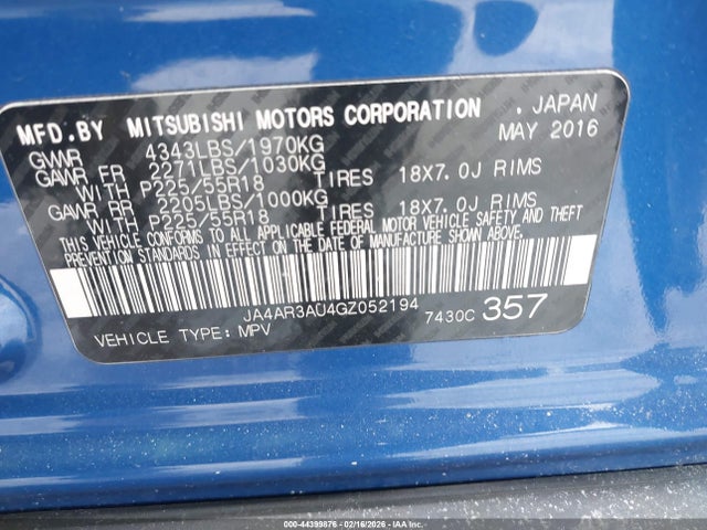 2016 MITSUBISHI OUTLANDER SPORT JA4AR3AU4GZ052194 Photo 8