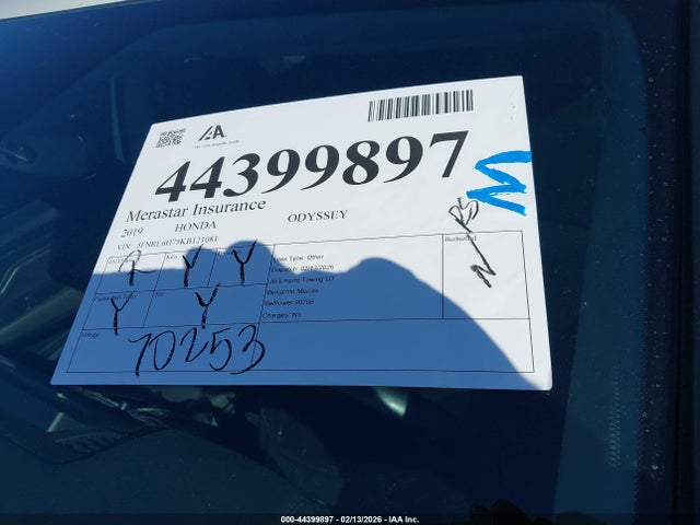 5FNRL6H75KB121081 Honda Odyssey Ex-l