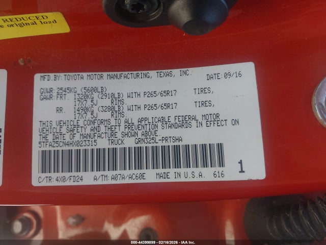5TFAZ5CN4HX023315 Toyota Tacoma Trd Sport