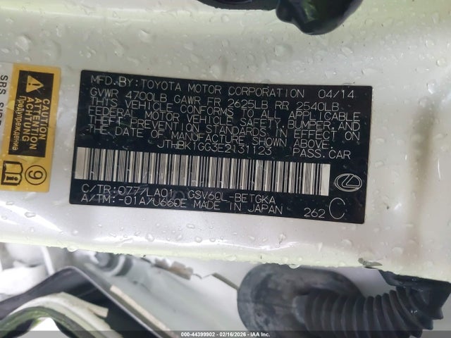 44399902 :رقم المزاد ، JTHBK1GG3E2131123 vin ، 2014 Lexus Es 350 مزاد بيع