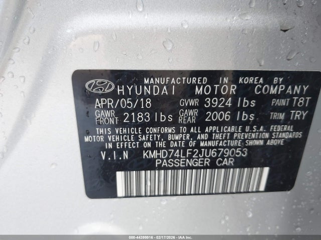KMHD74LF2JU679053 Hyundai ELANTRA SE
