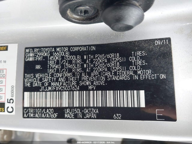 44399929 :رقم المزاد ، JTJJM7FX9C5037624 vin ، 2012 Lexus Gx 460 Premium مزاد بيع